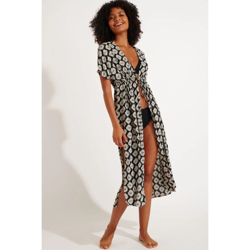 Image of banana moon Womens Kimono Banana Moon Elvie Sarong Noir Female XL