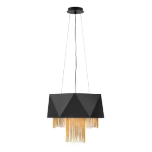 Image of Zuma 6 Light Pendant, Satin Black, Gold, E27