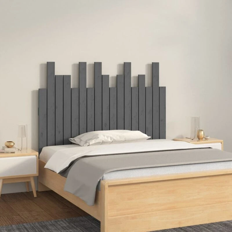 Image of Vidaxl Wall Headboard Grey 108X3X80 Cm Solid Wood Pine, Grey 824775