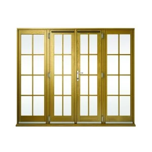 Image of Wickes Albery Georgian Bar Solid Oak Laminate French Doors 9ft with 2 Side Lites 600mm