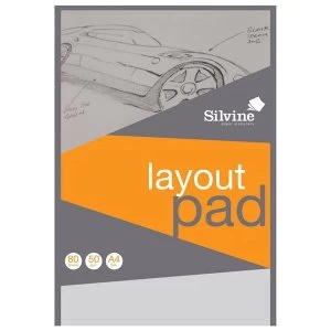 Image of Silvine A4 Layout Pad Bank Paper Acid Free 50gsm White 80 Sheets