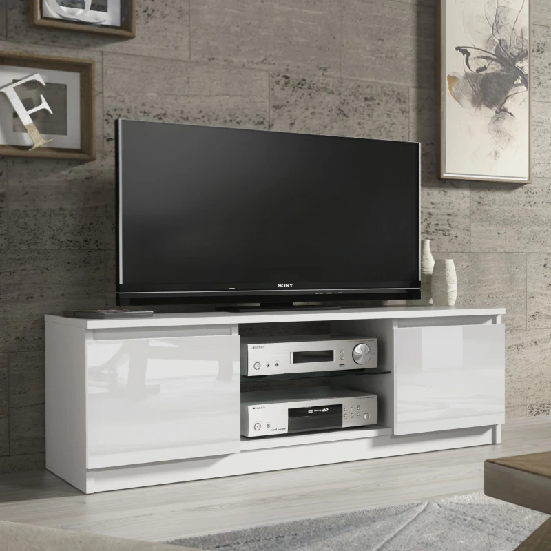 Image of Creative Furniture Creative Furniture TV Unit 120cm Modern - White with High Gloss Doors White One Size Unisex 5061075249768