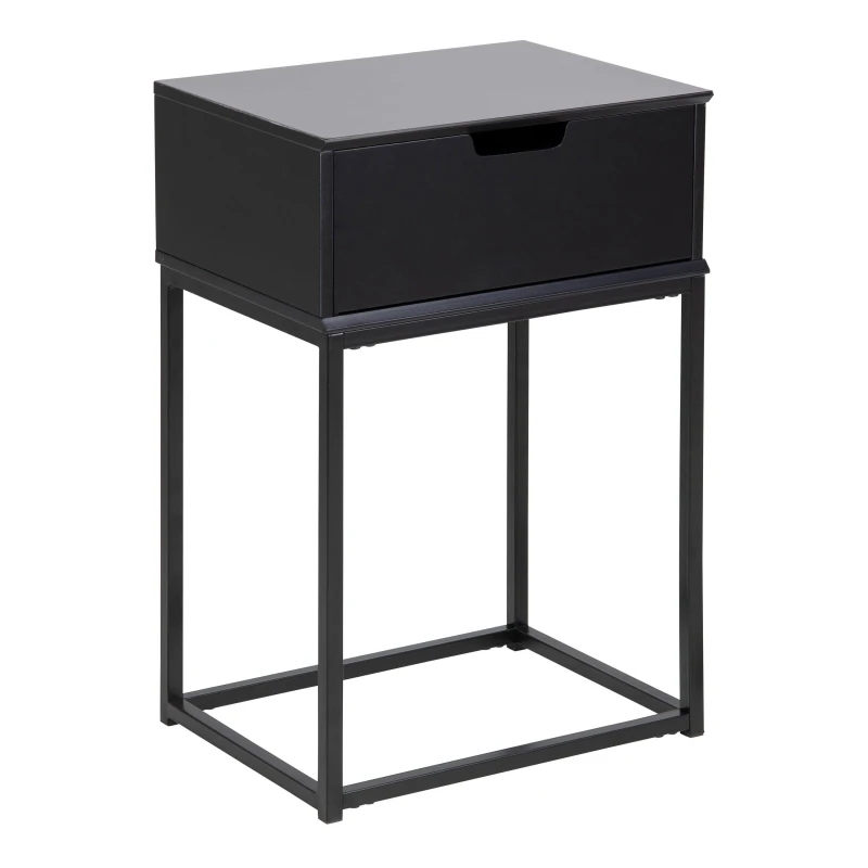 Image of Furniture To Go Mitra 1 Drawer Bedside Table in Black Unisex