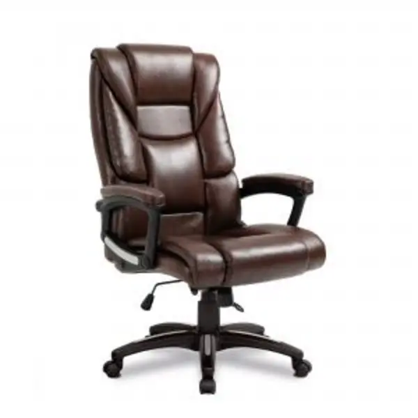 Image of Titan Nautilus Designs Titan Oversized High Back Leather Effect Executive Office Chair With Integral Headrest and Fixed Arms Brown - BCP/G344/BW BCP/G