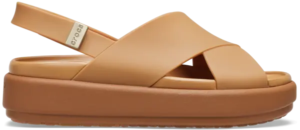 Image of Crocs Women Brooklyn Luxe Cross Strap Sandals Tan / Tan 4