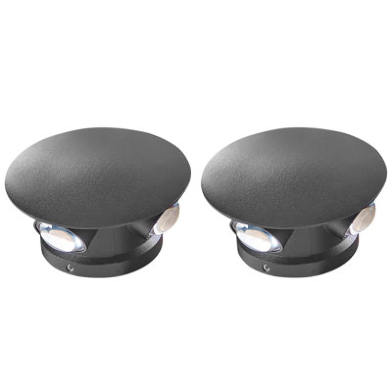 Image of Beliani Set Of 2 Outdoor LED Wall Lights Maurice Black