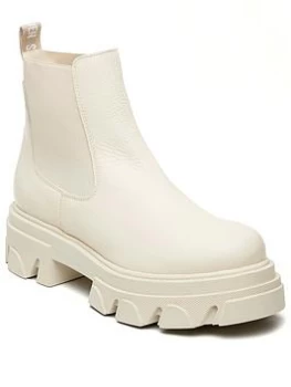 Image of Steve Madden Mixture Leather Ankle Boot - Bone, Bone, Size 41, Women