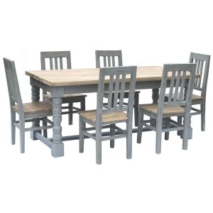 Image of Charles Bentley Reclaimed Firwood Handmade 6-Seater Dining Set - Natural