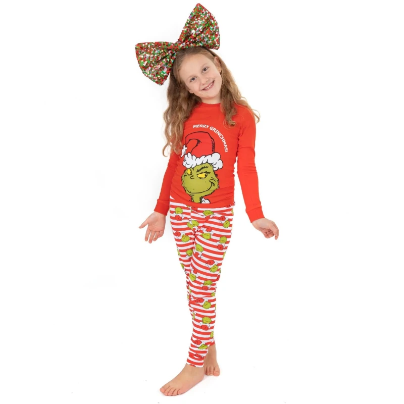 Image of The Grinch Long Sleeve Long Leg Pyjama Set Red female