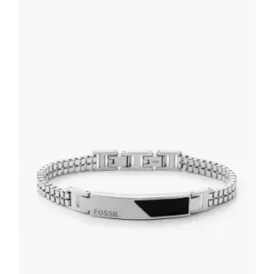 Image of Fossil Mens Dress Dive Black Onyx Chain Bracelet - Silver