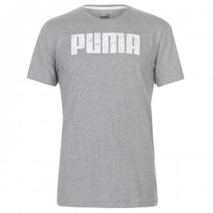 Image of Puma No1 Logo T Shirt Mens - Med Grey/White