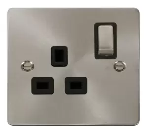 Image of Click Scolmore Define Brushed Steel 1 Gang Double Pole Switch 13A With Black Ingot - FPBS535BK