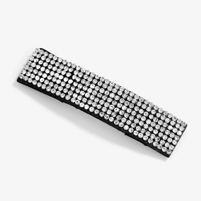 Image of Mood Black Crystal Wide Diamante Hair Clip Silver female