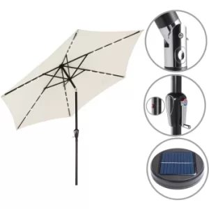 Image of Sun Garden Parasol Lights Solar LED Umbrella Sunshade Patio 3m Shade Aluminium Cream