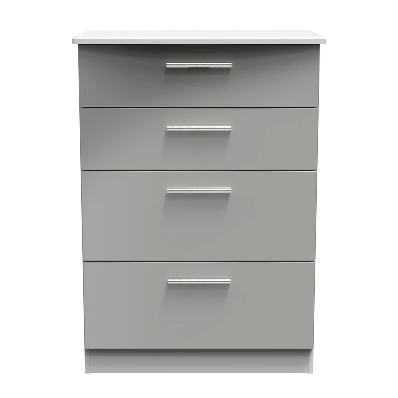 Image of Harrow 4 Drawer Deep Chest In Grey Gloss (Ready Assembled)