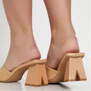 Image of I Saw It First Mid Heel Slip On Feature Heel Mules - Neutral