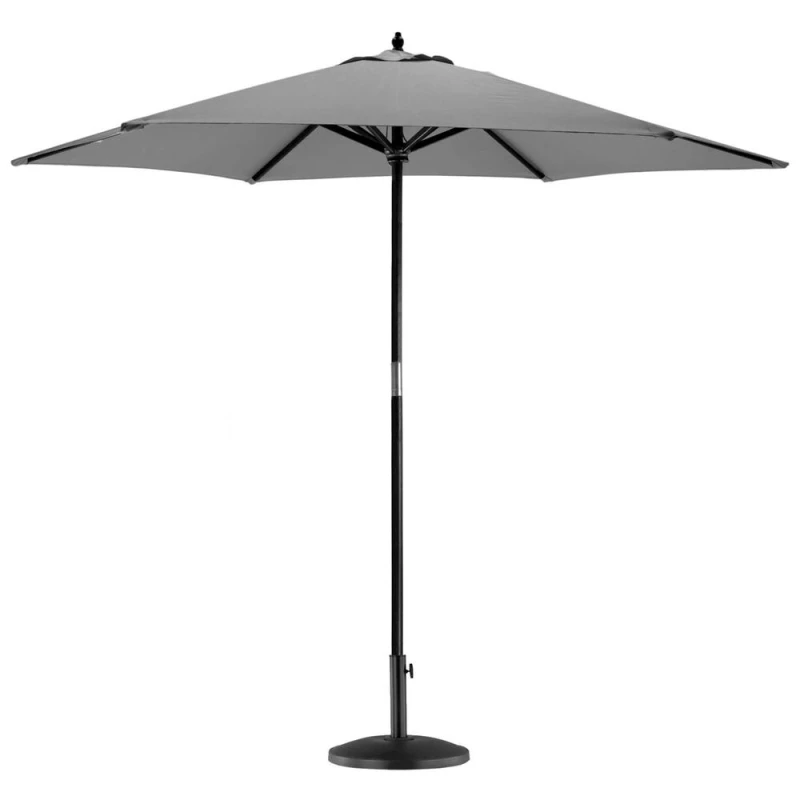 Image of Harbour Housewares Wooden Garden Parasol & Base Set - 2.7M - Grey