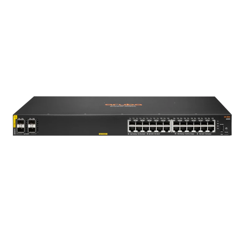 Image of HP Enterprise HPE Aruba Networking CX 6000 24G Class4 PoE 4SFP 370W Switch R8N87A