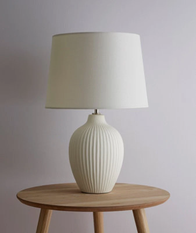 Image of K Living Nora 51Cm Cream Ceramic Table Lamp With Matching Cream Shade Tall Table Lamp With Lampshade