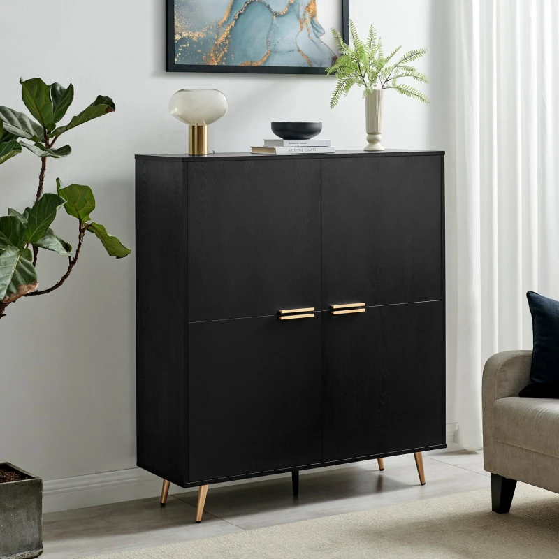 Image of FurnitureboxUK FurnitureboxUK Ivala Black & Copper Effect Sideboard Size: Large Black Large Unisex 5060661188054