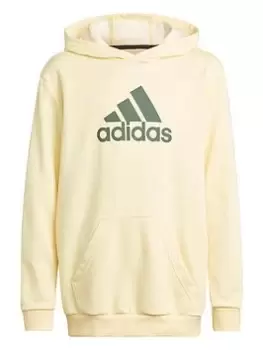 Image of adidas Future Icons Junior Unisex Badge Of Sport Overhead Hoody - Light Yellow, Light Yellow, Size 11-12 Years, Women