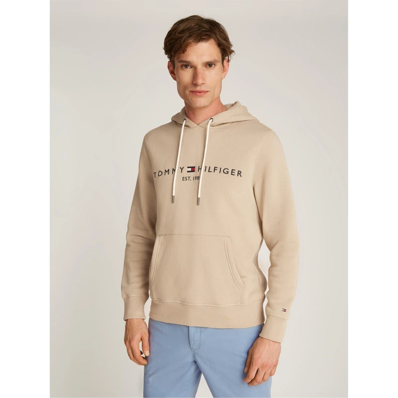 Image of Tommy Hilfiger Logo Hoodie Sandalwood RBT male S