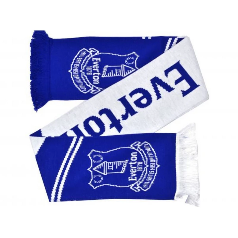 Image of Everton FC Mens Vertigo Jacquard Knitted Scarf in Mid Blue Mid Blue Male One Size