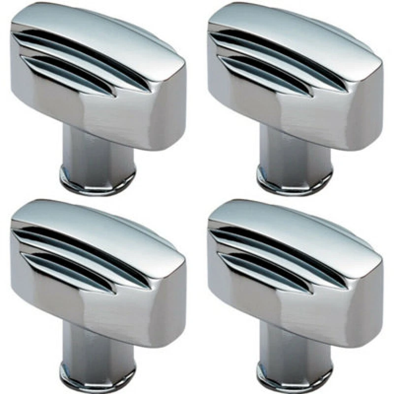 Image of Loops 4x Square Cabinet Door Knob Geometric Design 30 x 20mm Polished Chrome Multi unisex