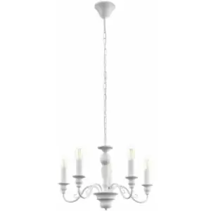 Image of Loops - Hanging Ceiling Pendant Light White 5 Arm Chandelier 40W E14 Feature Lamp