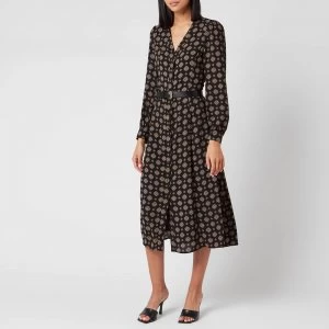 Image of Michael Kors Womens Print Midi Dress - Black - M