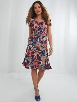 Image of Joe Browns Sassy Swirl Print Dress -blue, Blue, Size 10, Women