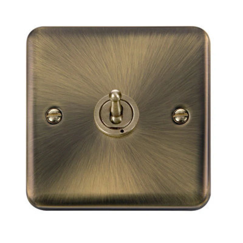 Image of SE Home Curved Antique Brass Intermediate 10AX Toggle Light Switch Gold