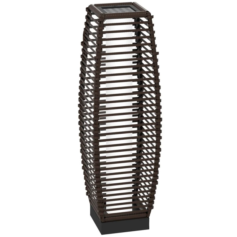 Image of Outsunny Solar Floor Lamp with Auto On/Off LED Lights for Porch, Yard Brown