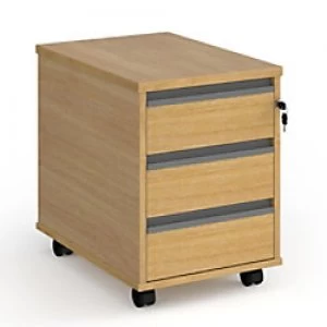Image of Dams International Mobile Pedestal with 3 Lockable Shallow Drawers Wood Contract 25 426 x 600 x 567mm Oak