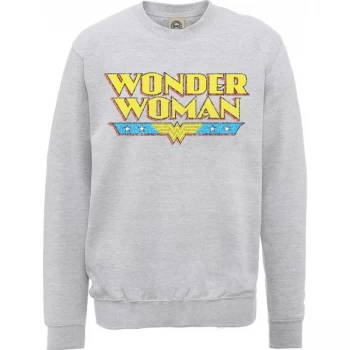 Image of DC Comics - Wonder Woman Logo Crackle Mens XX-Large Sweatshirt - Grey