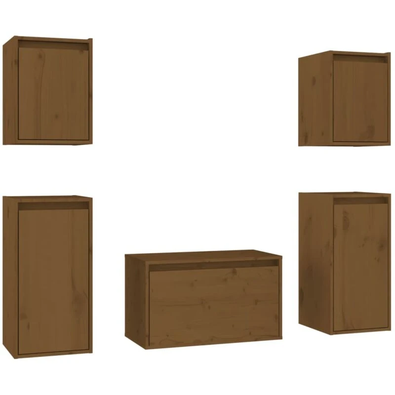 Image of VIDAXL TV Cabinets 5 pcs Honey Brown Solid Wood Pine Vidaxl 8720286928745