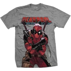 Image of Marvel Comics - Deadpool Big Print Unisex Medium T-Shirt - Grey