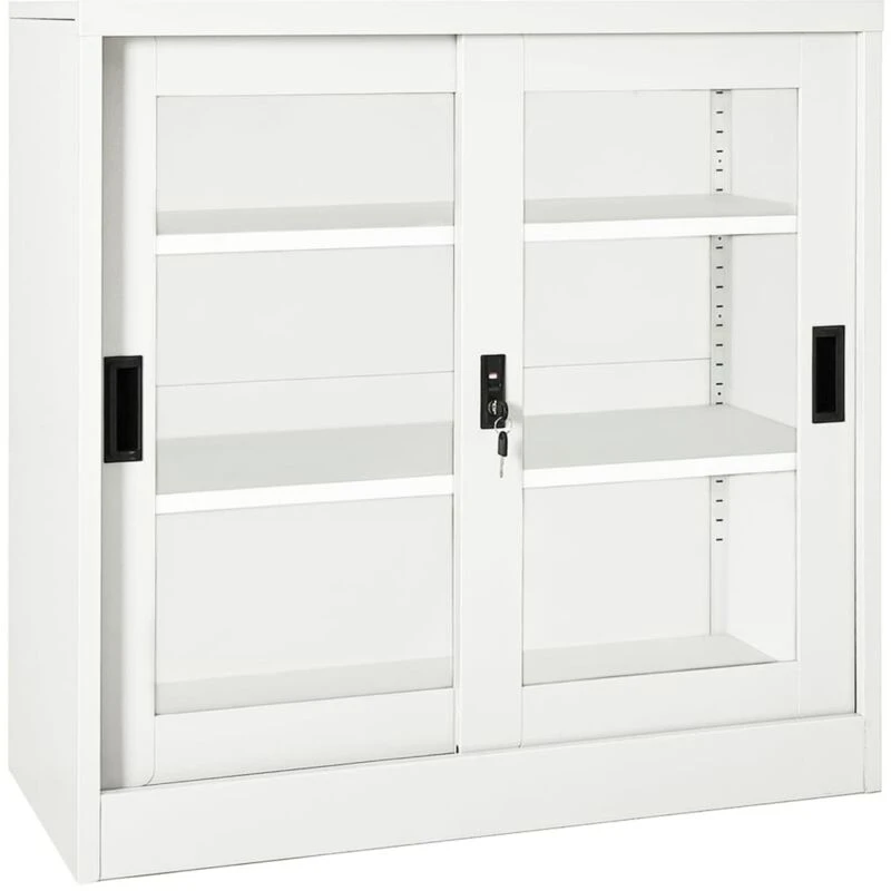 Image of VIDAXL Sliding Door Cabinet White 90x40x90cm Steel Vidaxl 8720286563854