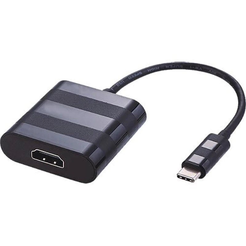 Image of Cablenet Cablenet 20cm USB 3.1c Male - HDMI 1.4b Female (4Kx2K@30Hz) Tailed Black Active 24-0306