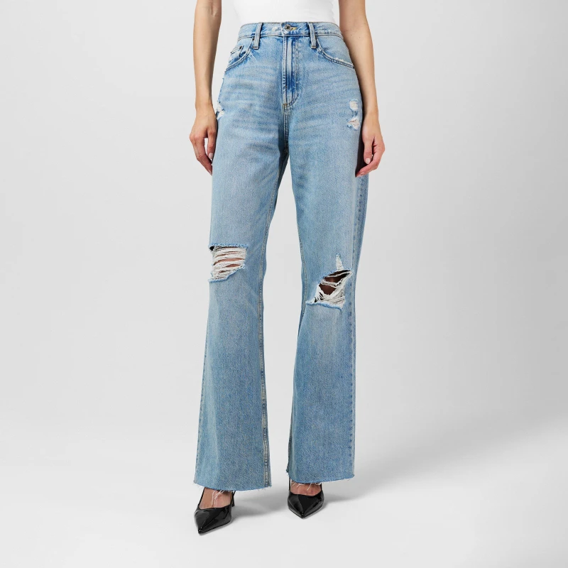 Image of Fabric Wide Jeans - Blue Blue 8