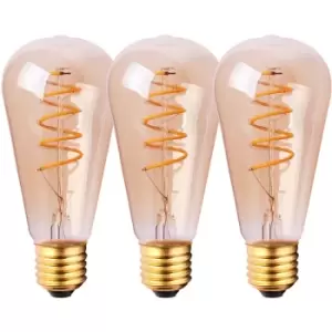 Image of Harperliving - Harper Living 4 Watts ST64 E27 LED Bulb Vintage Warm White Dimmable, Pack of 3