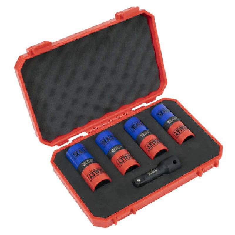 Image of Sealey 5 Piece 1/2" Drive Double Ended Alloy Wheel Impact Socket Set SX1820S Drive: 1/2"