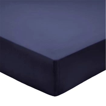 Image of Bedeck of Belfast Bedeck of Belfast 200TC Pima Plain Dye Fitted Sheet - MIDNIGHT