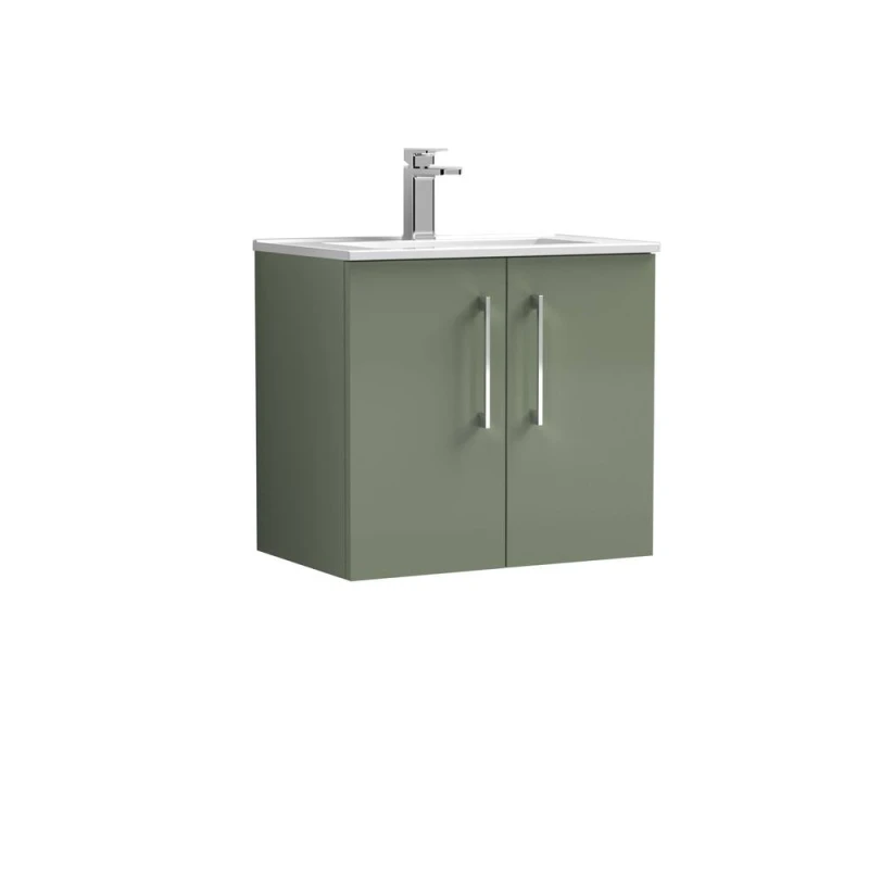 Image of Balterley Bathroom 2 Soft Close Door, Wall Hung Vanity Unit, Satin Green, 600mm in Green Green Unisex