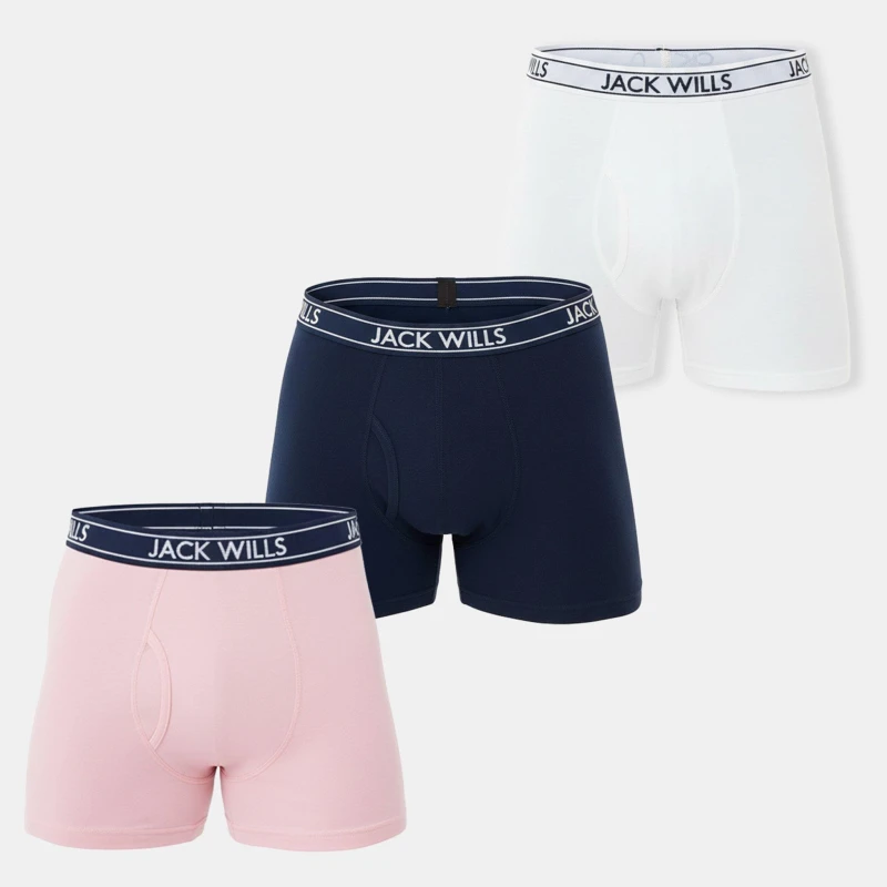 Image of Jack Wills Daundley Multipack Boxers 3 Pack Pink/Navy/White male X Small