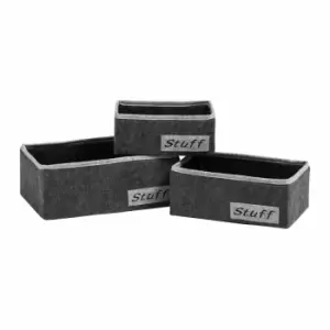Image of Premier Housewares Stuff Storage Boxes Dark Grey and Light Grey Set of 3, Grey