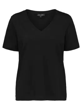 Image of SELECTED Organic Cotton - T-Shirt Women Black
