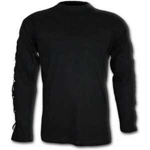 Image of Gothic Rock CrosStrap Mens Medium Long Sleeve T-Shirt - Black