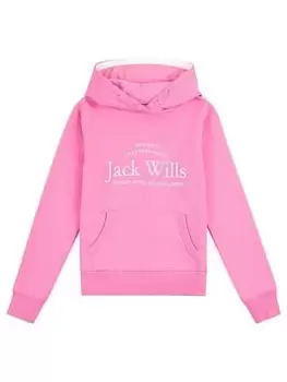 Image of Jack Wills Girls Script Hoodie - Sachet Pink, Size Age: 15-16 Years, Women