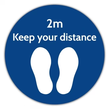 Image of Social Distance Floor Marker - Blue Circle (400 X 400mm)